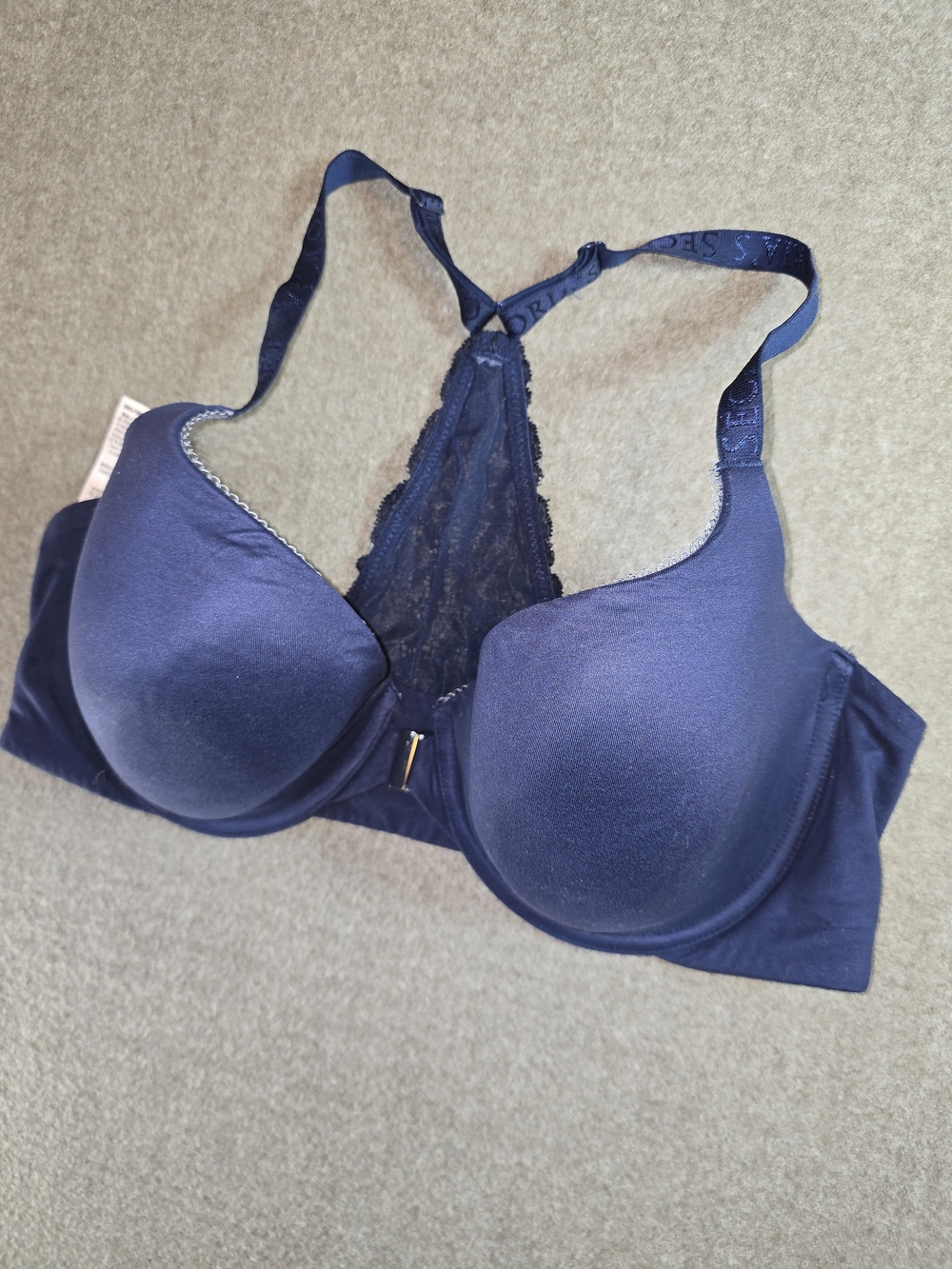 Victoria's Secret Navy Lace RacerBack T-Shirt Bra Women's 38D